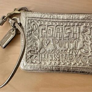 Coach Poppy Metallic Gold Wristlet